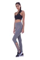 Calça Legging Fitness Trançada em Power Suplex Cinza