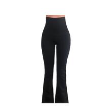 Calça legging flaer bailarina suplex cintura alta cós largo boca de sino academia moda fitness