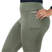 Calça Legging Flanelada Feminina Com Bolso Térmica Forrada Suplex Cós Alto