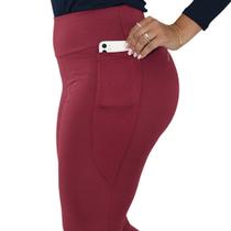 Calça Legging Flanelada Feminina Com Bolso Térmica Forrada Suplex Cós Alto