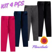 Calça Legging Flanelada Infantil Juvenil Menina Térmica Suplex Peluciado Forrado Quentinha Inverno 4-16 Kit 1-3-4 pçs