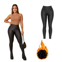 Calça Legging Flanelada material sintético Feminino Cintura Alta Moda