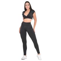 Calça Legging Flanelada Peluciada Cintura Alta com Detalhe em Cirre Empina Bumbum