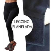 Calça Legging Flanelada Preta M ao Plus Size