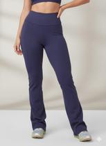 Calça Legging Flare Azul Marinho Do P Ao GG Cós Alto Boca De Sino Tendencia Social Suplex Feminino