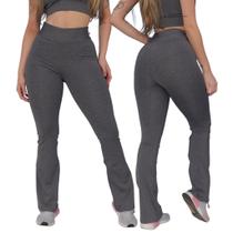 Calça Legging FLARE, Bailarina, Boca de Sino, Suplex Cintura Alta, Academia, Social ou Casual -Cinza