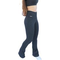 Calça Legging Flare Bailarina Cós Cintura Alto Cinza Mescla