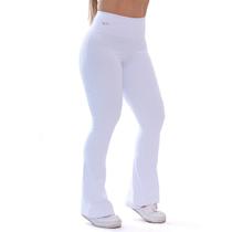 Calça Legging Flare Bailarina Suplex Cós Cintura Alto Branco Calça Legging Flare Bailarina Suplex Cós Cintura Alto Branco