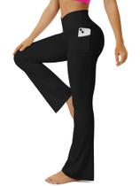 Calça Legging Flare de Cintura Alta FOHOFO com Bolsos Calça Legging Flare de Cintura Alta FOHOFO com Bolsos