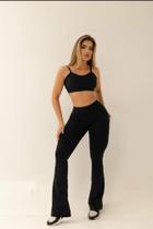 Calça Legging Flare Feminina Leg Legue Bailarina Poliamida Grossa Treino Dia a Dia Caminhada Fitness