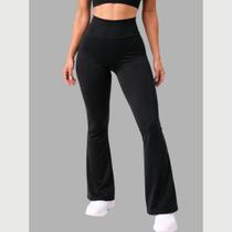Calça Legging Flare Fitness Feminina Cintura Alta Zero Transparência Boca de Sino Bailarina
