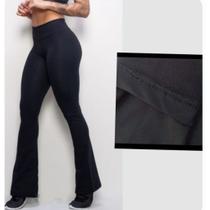 Calça Legging Flare Flanelada Boca de Sino Cintura Alta