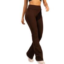 Calça Legging Flare Peluciada Vekyo Boca de Sino Bailarina Cintura Cós Alto Moda Fitness