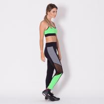 Calça Legging Go Fit Rio Fitness Neon com Tela