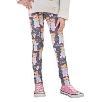 Calça Legging Infantil Feminino Kukiê Fly Tech Ursinho Cinza