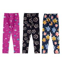 Calça legging infantil flanelada kit com 3 peças 4-6-8