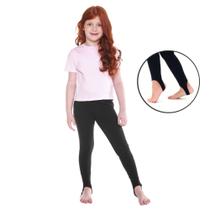 Calça Legging Infantil Juvenil Preta com Pezinho Para Meninas Adolescentes