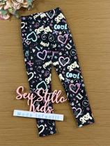 Calça Legging Infantil Kukie Inverno Preta Coração Calça Legging Infantil Kukie Inverno Preta Coração