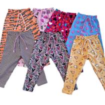calça legging infantil meniana kit com 3 peças tamanhos do do 01 ao 12