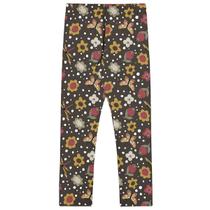 Calça Legging Infantil Moletom Menina Florir Marrom Alakazoo