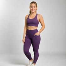 Calça Legging LISA com BOLSOS Leg Fitness Academia Corrida Cintura Alta Feminina 1057