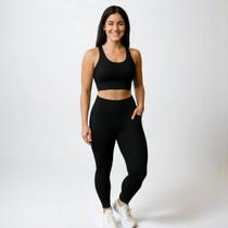 Calça Legging LISA com BOLSOS Leg Fitness Academia Corrida Cintura Alta Feminina 1057