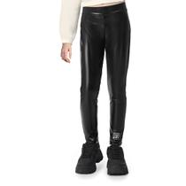 Calça Legging Meninas Tecido Malha Foil Brilho Cirré Preta Kamylus