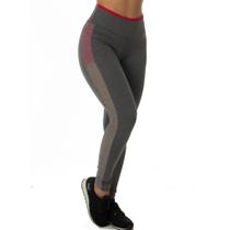 Calça Legging Mescla com Grade Lateral Neon 4501