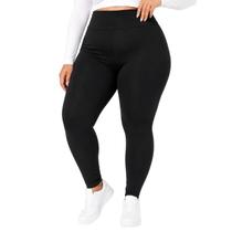 Calça Legging Modeladora Flanelada Suplex - Cós Alto Duplo: Modelo Plus Size Térmica - G1 ao G3