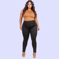 Calça Legging Modeladora Plus Size Cintura Alta Bolso Ziper