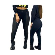 Calça legging montaria faixa cirrê moda feminina