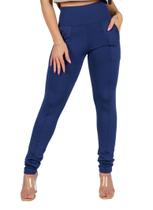 Calça Legging Montaria Flanelada Térmica com Bolsos Cintua Alta