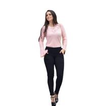 Calça Legging Montaria Gorgurão Com Bolsos Tecido Canelado Grosso