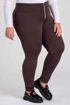 Calça Legging Montaria Plus Size em Suplex com Fechamento em Zíper Metalizado - Serena