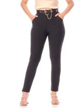 Calça legging montaria preto com cinto strass feminino xld050-2