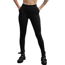 Calça Legging Montaria Selene Microfibra C/ Lycra Grossa Leg Feminina Dia a Dia Casual Social Esporte Cintura Média P/ Alta Com Bolso Frontal
