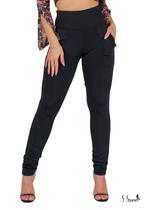 Calça Legging Montaria Térmica Suplex Peluciada Com Bolsos Leg Forrada