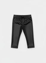 Calça Legging para Bebê Cirrê Preta Macia com Elástico na Cintura