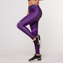 Calça Legging Persistence Roxa Suplex Estampada Fitness Femi