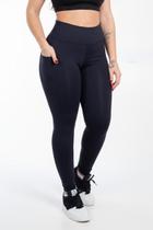Calça Legging Plus Size Academia Com Bolsos Laterais Cós Alto Calça Legging Plus Size Academia Com Bolsos Laterais Cós Alto
