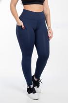 Calça Legging Plus Size Academia Com Bolsos Laterais Cós Alto Calça Legging Plus Size Academia Com Bolsos Laterais Cós Alto