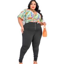 Calça Legging Plus Size Cintura Alta Ziper Na Frente G1 G2g3 Calça Legging Plus Size Cintura Alta Ziper Na Frente G1 G2g3