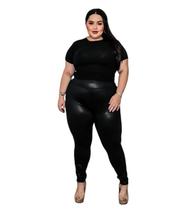 Calça Legging Plus Size Cirre Brilho Molhado G1 G2 G3 G4 Cós Alto