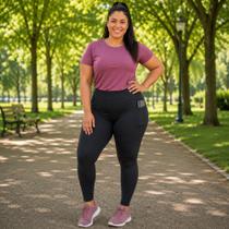 Calça Legging Plus Size Coz Alto Feminino Bolso Lateral - Preto