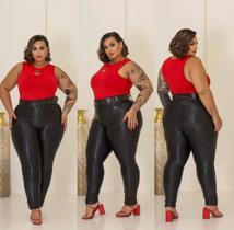 Calça Legging Plus Size Moda extra Grande em Cirrê com Cinto cintura alta G1 G2 G3