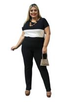 Calça Legging Plus Size Montaria Gorgurão Canelado Com Bolsos