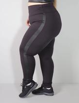 Calça Legging Plus Size Punho Preta Cós Alto com Cirrê Calça Legging Plus Size Punho Preta Cós Alto com Cirrê