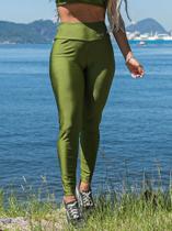 Calça legging poliamida cintura alta musgo brilho