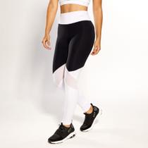 Calça Legging Poliamida Preto com Branco, TAM 38 Calça Legging Poliamida Preto com Branco, TAM 38