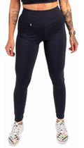Calça Legging Preta Lisa Com Proteção Uv Suplex Feminina
